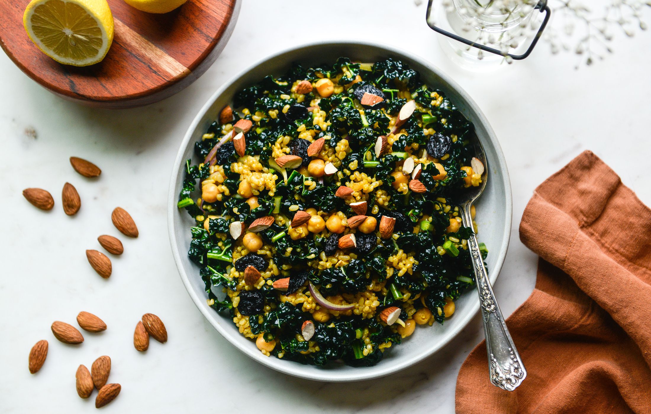 Curried Kale Rice And Chickpea Salad Nourishing Meals®